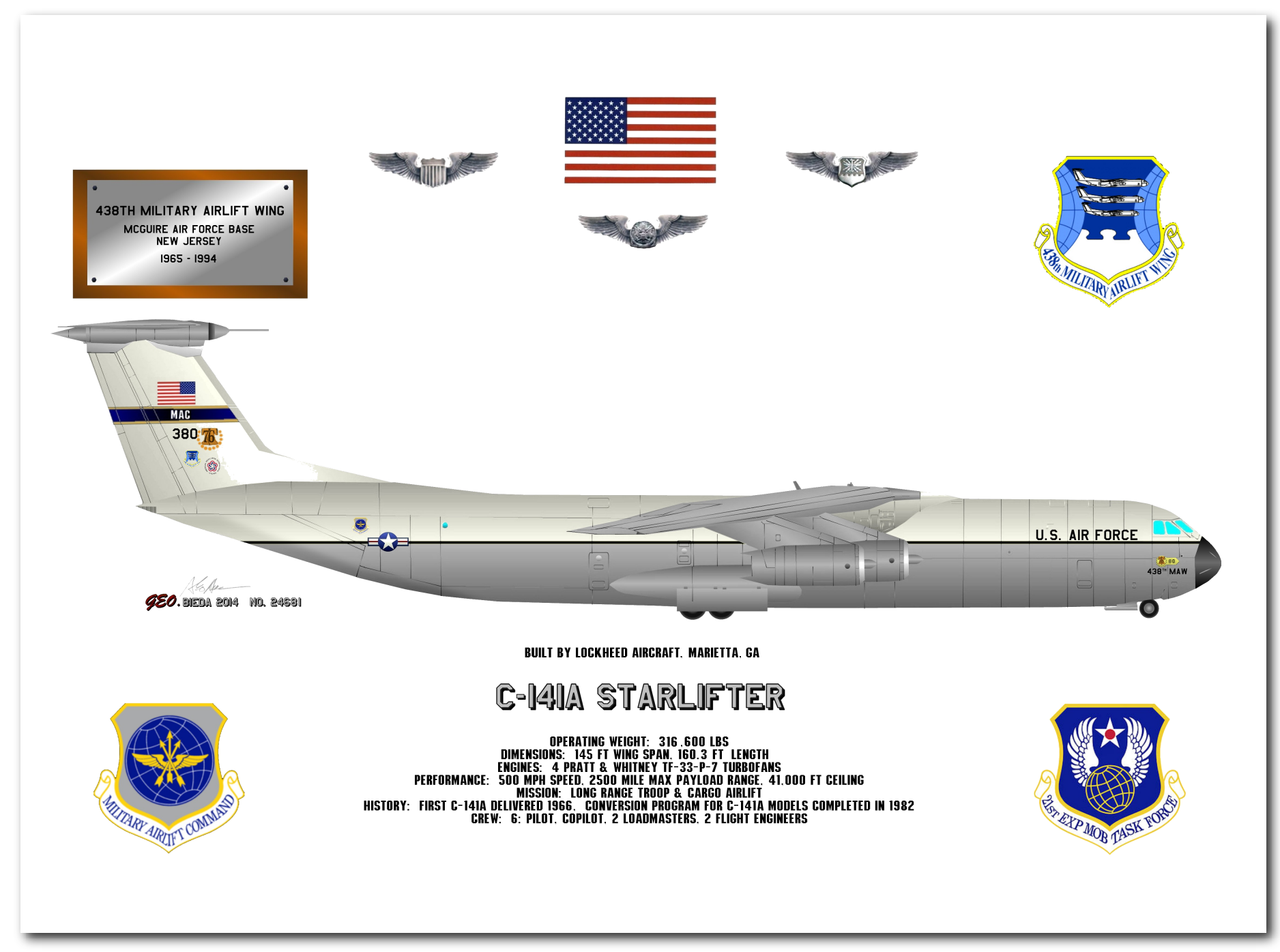 C-141 Starlifter Profile Drawings by George Bieda