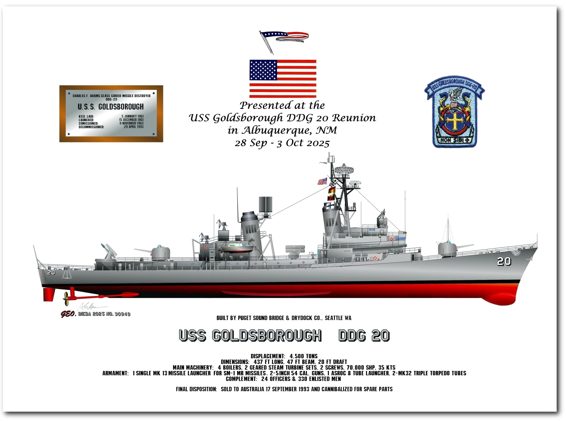 USS Goldsborough DDG 20, 2025 Reunion,  28 Sep - 3 Oct, Albuquerque, NM 